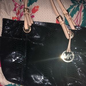 BLACK MK SNAKESKIN BAG